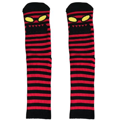 Toy Machine Skateboard Socks Monster Face Mini Stripes Red Crew Pair