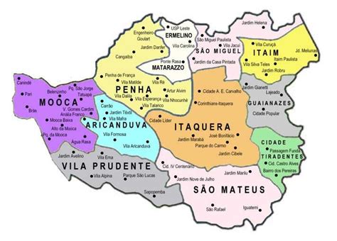 Mapa Zona Leste ZL de SP Encontra São Paulo Mapa de são paulo