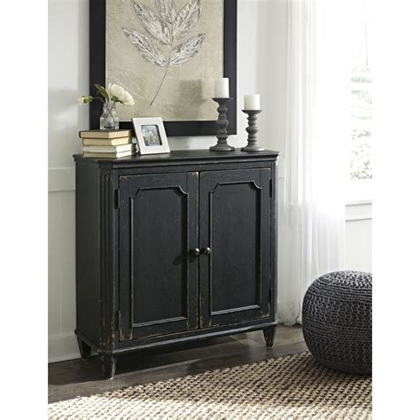 Ashley Furniture Mirimyn Antique Black Finish Wooden Accent Cabinet