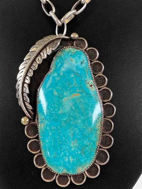 lot native american sterling turquoise pendant necklace