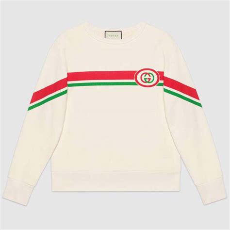Gucci Women Sweatshirt With Interlocking G Print In 100 Cotton White