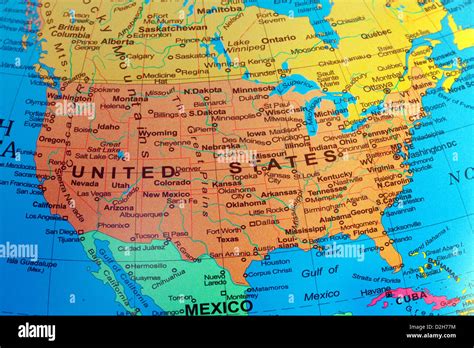 A Usa Map Of The United States Of America From A Globe Stock Photo