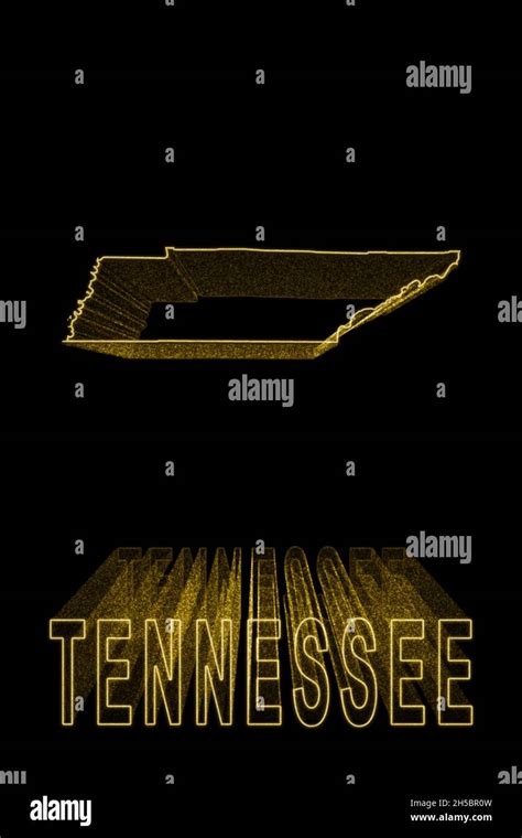 Map Of Tennessee Gold Map On Black Background Gold Effect Stock Photo