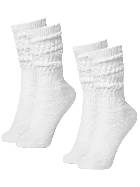 White All Cotton Pack Slouch Socks Ebay