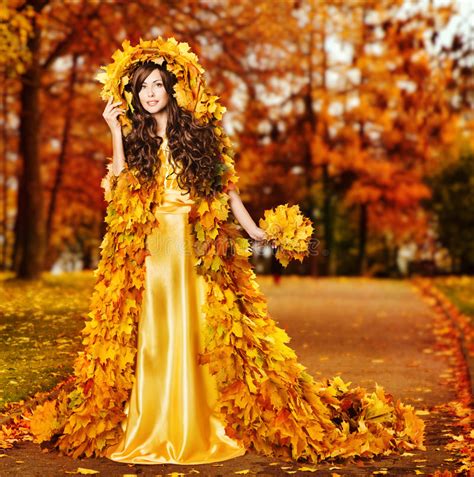 Woman Autumn Fashion Portrait Fall Leaves Model Girl