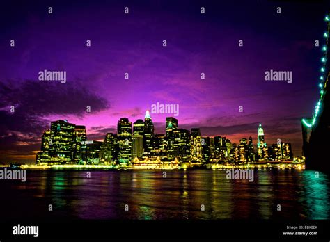 Colorful Nighttime New York City Usa New York City Stock Photo Alamy