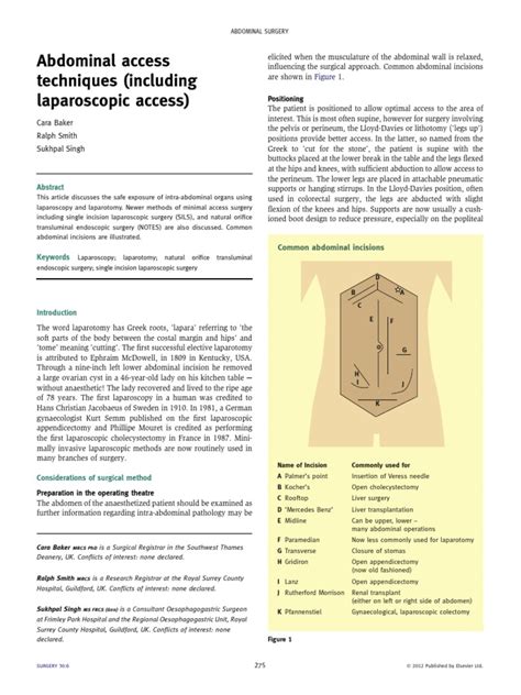 Abdominal Access Techniques Pdf Surgery Wound