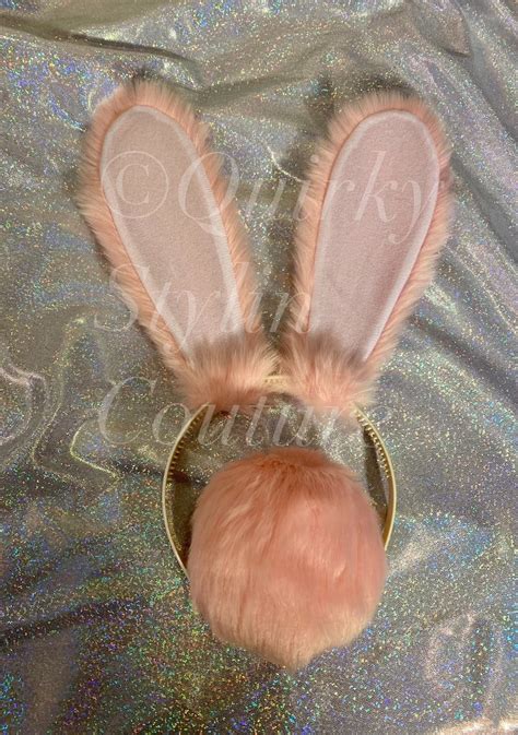 Pink Bunny Rabbit Ears And Tail Set Pastel Cute Posable Cosplay Etsy