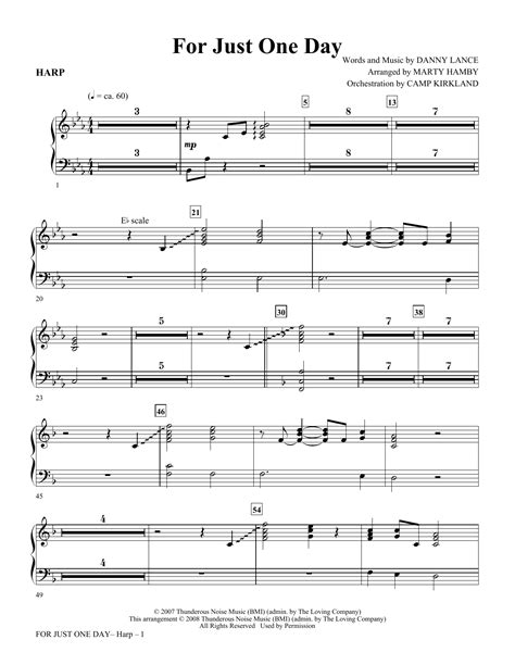 Marty Hamby For Just One Day Harp Sheet Music Pdf Notes Chords
