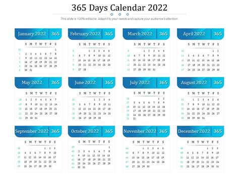 365 Days Calendar 2022 Presentation Graphics Presentation
