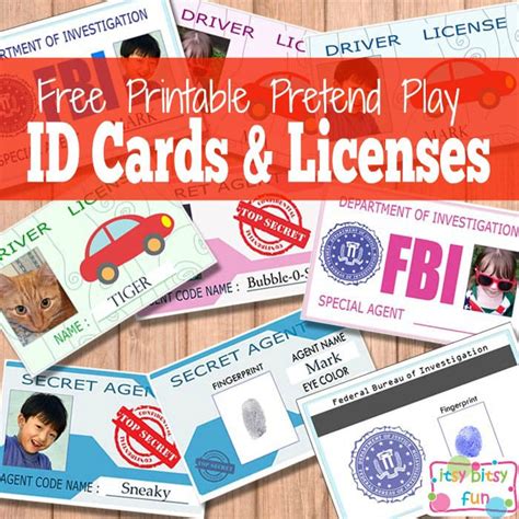 +customizable card faces, card backs and backgrounds +complete daily challenge for more trophies +and so much more. Free Printable Licenses and ID Cards For Kids - Itsy Bitsy Fun