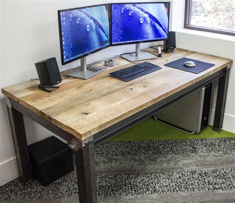 Buy A Custom Made Industrial Steel And Reclaimed Wood Desk Made To Order