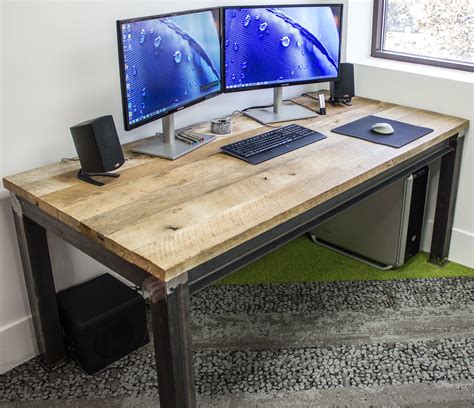 Buy Hand Made Industrial Steel And Reclaimed Wood Desk Made To Order