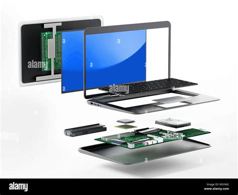 Structure Of Laptop Computer Showing Spare Parts 3d Illustration Stock