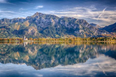 Lake Forggensee Bavaria Germany Alps Neuschwanstein Castle Lake