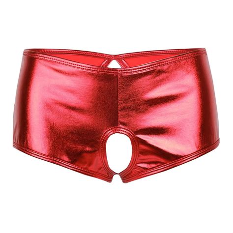 women patent leather open crotch crotchless panties latex micro bikini femme adult sexy mini