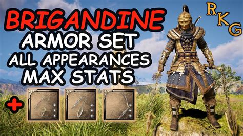 Brigandine Armor Set All Appearances Max Stats 3 Weapons AC Valhalla