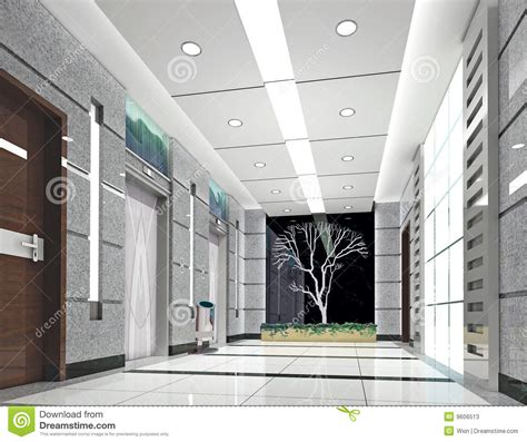 3d Elevator Lobby Rendering Stock Illustration Illustration Of Public