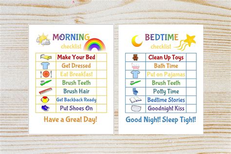 Kids Morningbedtime Checklist Printable Chore Chart Kid Etsy Chore