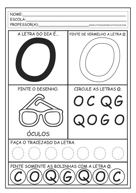 Atividades Da Vogal O Educação Infantil