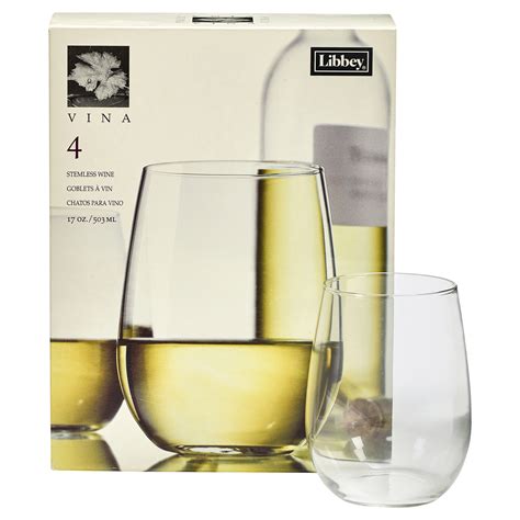 Libbey Stemless White Wine 4 Piece Glass Set Dining Meijer Grocery Pharmacy Home And More