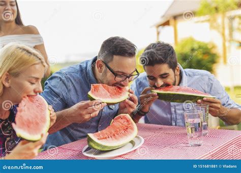 People Eating Watermelon Stock Image Image Of Biting