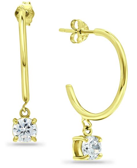 Giani Bernini Cubic Zirconia Dangle Hoop Earrings In 18k Gold Plated