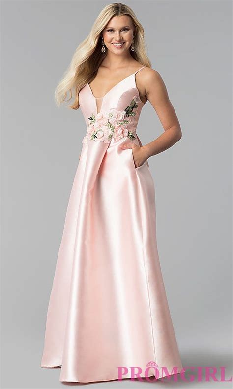 Satin Blush Pink Prom Dress With Floral Applique Blush Pink Prom Dresses Lace Pink Dress Dresses