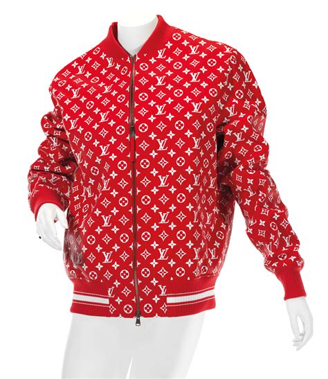 A Red And White Leather Bomber Jacket By Supreme Louis Vuitton 2017