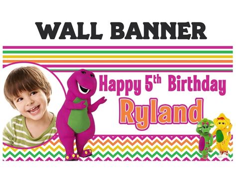 Barney Happy Birthday Banner Personalize Barney And Friends Etsy