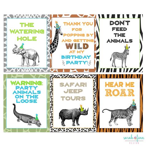 Zoo Birthday Party Signs Wild Animal Party Printable Sign Etsy Uk