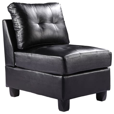 Acme furniture bois ii tufted armless chair with faux. Tufted Armless Chair, Black Pu - Modern - Armchairs And ...