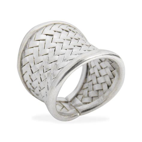 Exotic Weave Wide Front Thai Hill Tribe Karen Silver Ring