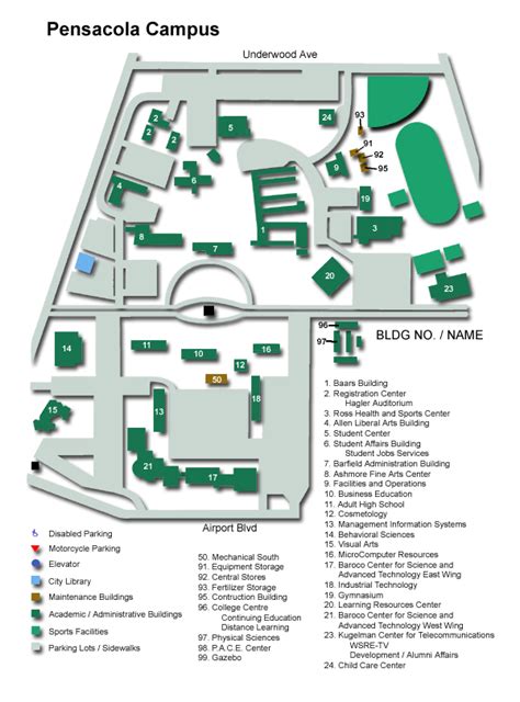 Pensacola State College Campus Map Map