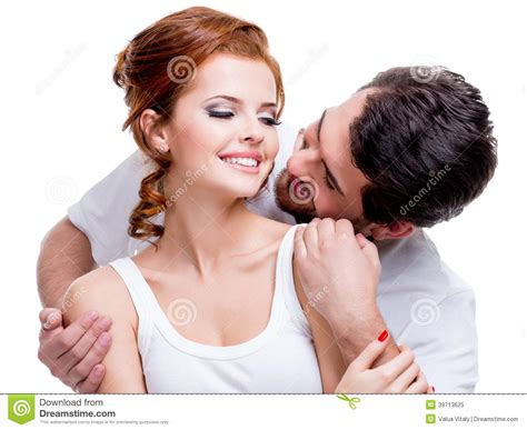 Closeup Portrait Of Beautiful Smiling Couple Stock Image Image Of Embracing Light 39713625