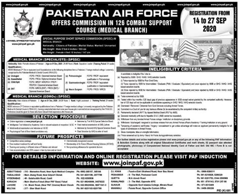 Paf Jobs September 2020 In Medical Branch Pakistan Air Force Latest