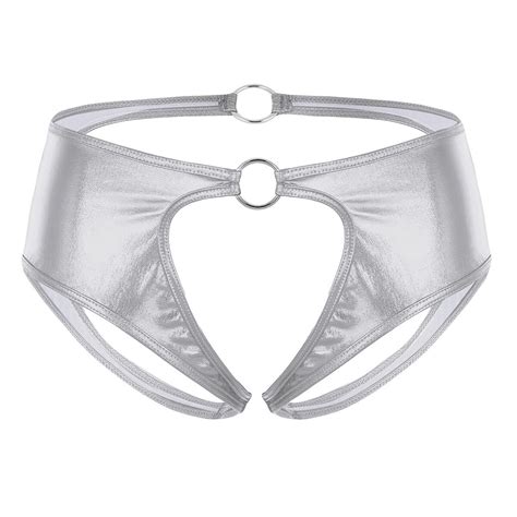 Sexy Lingerie Women Faux Leather Crotchless Jockstrap Briefs Underwear