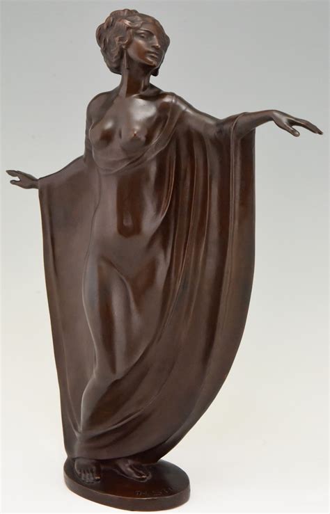 Art Nouveau sculpture bronze danseuse au drapé Deconamic