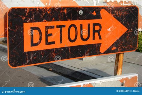 Detour Sign With Arrow Stock Image Image Of Orange Aged 20846099