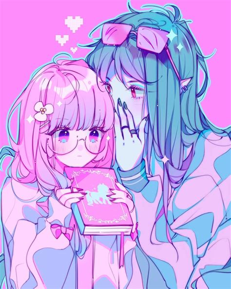 Anime Pink Cute Girl And Boy Pastel Art Aesthetic 🍑alma🍑 0111