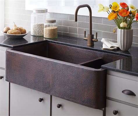 Rinse to clear traces of soap. Farmhouse Duet Pro Copper Kitchen Sink in Antique ...