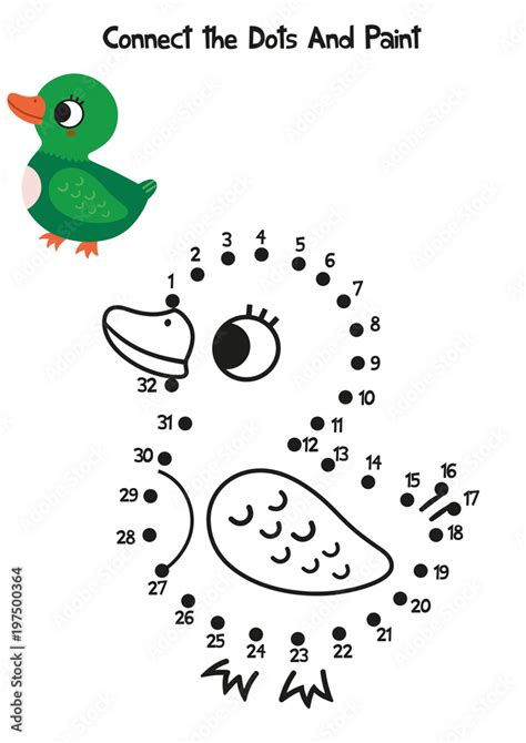 Connect The Dots And Coloring Page Duck Vector Illustration Stock Vector Adobe Stock