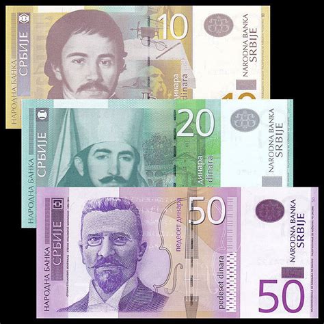 Banknote Serbia Set Of 3 Banknotes 10 To 50 Dinara Unc