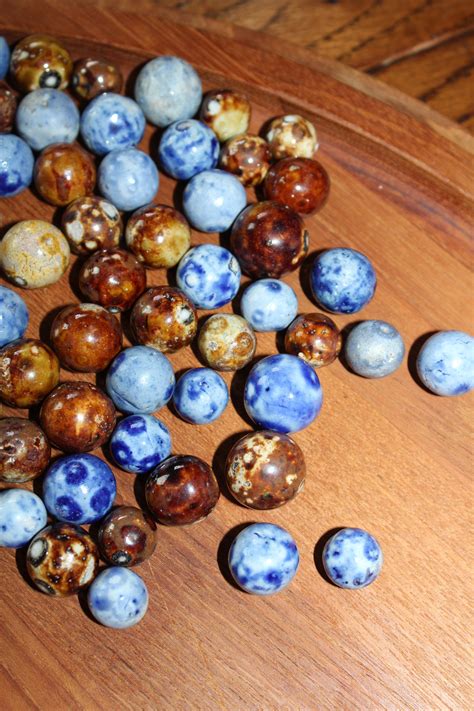 102 Bennington Pottery Clay Marbles Brown Blue And Fancy Antique 1800s