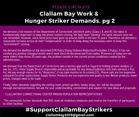 Hunger Strike And Work Stoppage At Clallam Bay Corrections Center