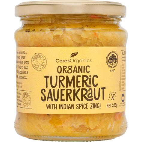 Ceres Organics Organic Turmeric Sauerkraut With Indian Spice Zing 325g