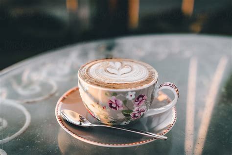 Coffee In A Porcelain Cup With Painted Flowers By Stocksy Contributor