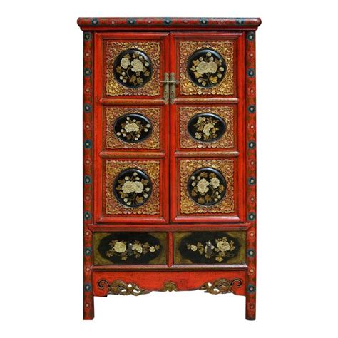 Vintage Chinese Qing Style Elm Wood Armoire Panel Doors Oriental