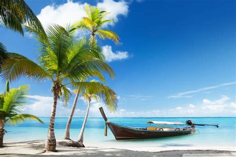 Tropical Traditional Wooden Boat Ultra Hd Desktop Background Wallpaper
