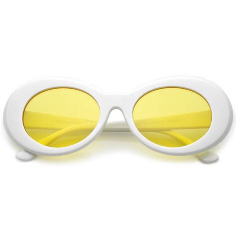 Retro 1990s Fashion Clout Goggle Oval Colored Lens Sunglasses C459 In
